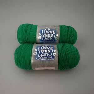 LOT of 2 I Love This Yarn! Jelly Bean Green 100% Acrylic 7oz 355yds Hobby Lobby